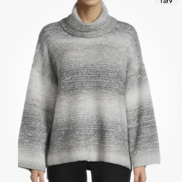 Time and Tru Women’s Gray Ombre Cowl Neck Long Sleeve Sweater Size XL (16-18) - Picture 1 of 9
